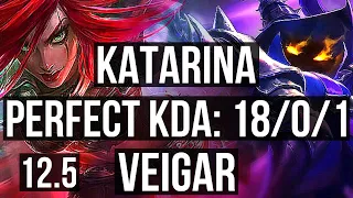 KATA vs VEIGAR (MID) | 18/0/1, 10 solo kills, Quadra, Legendary, 67% winrate | EUW Diamond | 12.5