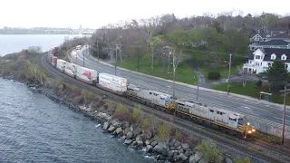 Nice Aerial 4K View! Stack Train CN 121 at Birch Cove, NS - Building Trian at Rockingham Yard