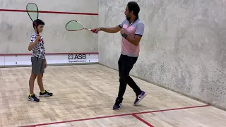 Ramy Ashour explaining the Squash Swing at the Ramy Ashour Squash Academy