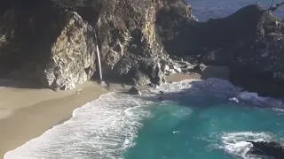 Waterfall on an Ocean Beach & Relaxation Video for Stress Relief