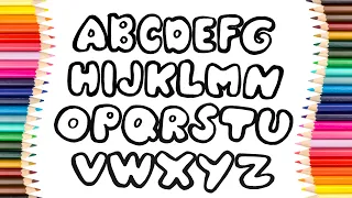 How to draw ABC and Glitter Rainbow Alphabet. Learn To Draw And Color.