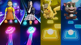 Squid Game - Blackpink - Pikachu - Taking Tom - Dancing Road Vs Tiles Hop