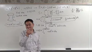 Multivariable calculus: calculation of the surface area of a hyperboloid