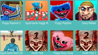 Poppy Playtime 3,Squid Game Huggy,Poppy Scary Playtime,Scary Robber,Squid Game Ral Life,Death Park,