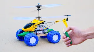 Will the helicopter take off ?  Rc Toy Helicopter on Wheels and Rocket !