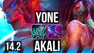 YONE vs AKALI (MID) | Dominating | KR Master | 14.2