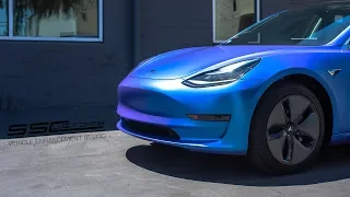 Tesla Model 3 | 3M Satin Flip Glacial Frost Vinyl Wrap | [SS Customs]