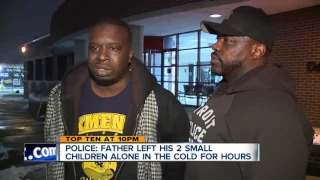 Father arrested after two young children found alone in the cold