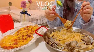 ENG) Living alone Vlog 🌽Corn Pizza, VongolePasta, Sujebi Daily Life, Korean Food, CookingEating show