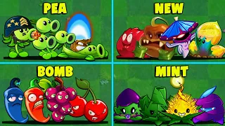 PvZ2 - 5Teams PEA x NEW x BOMB x MINT x SPEAR Battlez - Which Plants Team Will Win ?