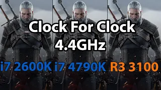 Intel Core i7 2600K vs i7 4790K vs AMD Ryzen 3 3100 Clock For Clock Comparison
