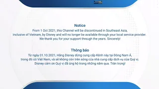 Bảng thông báo ngừng phát sóng nhóm FOX và Disney tại Việt Nam từ ngày 01.10.2021