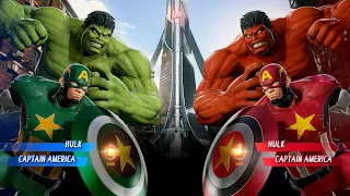 Hulk & Green Captain America VS Red Hulk & Red Captain America - Marvel vs Capcom Infinite