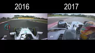 [HD] F1 2016 vs 2017 Onboard comparison Hamilton Mercedes in Malaysia