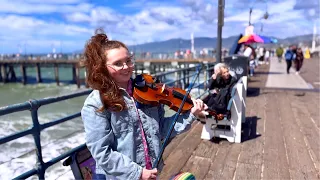 From The Start - Laufey | Santa Monica Pier Violin Street Performance - Holly May Violin Cover