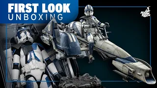 Hot Toys Heavy Weapons Clone Trooper & BARC Speeder With Sidecar Figure Unboxing | First Look