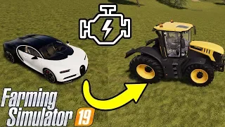 Farming Simulator 19 : BUGATTI ENGINE IN  JCB FASTRAC !?! 🚗 🚜
