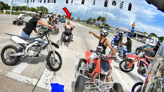 HARLEY RIDER GETS MAD AT DIRT BIKES!