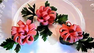 7 LIFE HACKS HOW  TO CUT THE SAUSAGE  - ART IN VEGETABLES & GARNISH CUCUMBER TOMATO CARVING