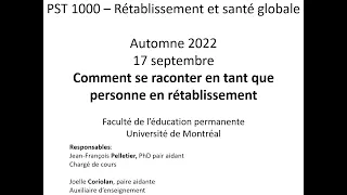 PST1000-Rétablissement et santé globale – 17 septembre – Comment se raconter