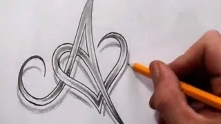 Initial A and Heart Combined Together - Celtic Weave Style - Letter Tattoo Design