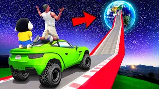 SHINCHAN AND FRANKLIN FOUND A SECRET ROAD TO SPACE PARKOUR CHALLENGE GTA 5