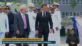 Lula e Macron participam do lançamento do submarino Tonelero | AFP
