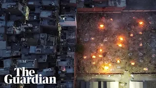 India: drone footage shows makeshift mass crematorium in Delhi