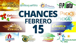 Resultados del Chance del Jueves 15 de Febrero de 2024  Loterias 😱🤑💰💵