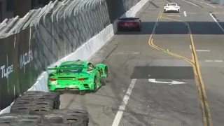 Huge crash during IMSA GTD qualifying at Long Beach