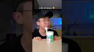 How boys eat and drink