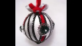 Making a Red Velvet Ribbon Sequined Christmas Ornament