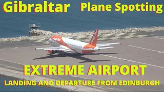 Gibraltar Plane Spotting, Edinburgh Flight Landing, Taxi, Departure