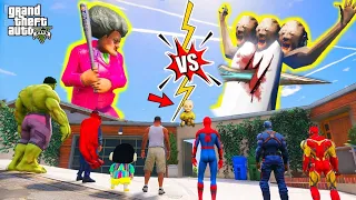 FRANKLIN AND SHINCHAN Fight with GRANNY & Scary Teacher For Save Shinchan in GTA5 | GTAV Avengers