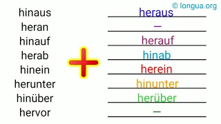 hin und her, hinaus, heraus, heran, hinauf, herauf, herab, hinab, hinein, herein, herunter, hinunter