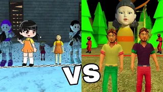 Squid Game Battle | Scary Doll vs Gandpa & Granny - Red Light Green Light Challenge
