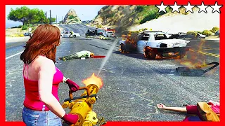 GTA 5 - CRAZY GIRL AMANDA DE SANTA FIVE STAR COP RAMPAGE ESCAPE!!