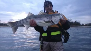 Fishing early Spring for Back Bay Cold Water Striped Bass.