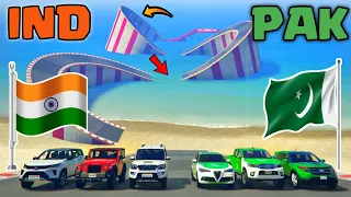 India Vs Pakistan | Gta 5 Indian Cars Vs Pakistan Cars Extreme Water Challenge | Gta 5 Gameplay