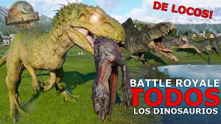 BATTLE ROYALE TODOS LOS DINOSAURIOS! batalla de dinosaurios mas grande de la historia JW Evolution 2