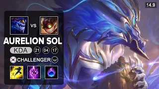 Aurelion SOl vs Ziggs Mid - KR Challenger - Patch 14.9 Season 14