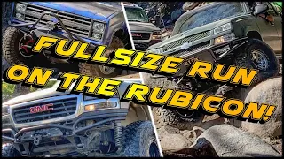 This is what happens when you take FULLSIZE trucks through the Rubicon JEEP Trail!!