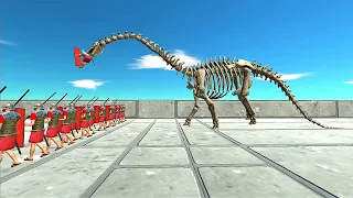 Survival race. Escape from the chasing bone dinosaurs! | Animal Revolt Battle Simulator