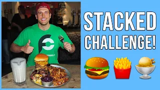 Man vs Food BBQ Burger Challenge (WITH A GIANT MILSHAKE!!)