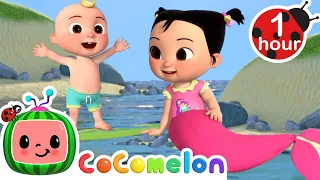 JJ and Cece's Mermaid Pretend Play Outside at the Beach | CoComelon Nursery Rhymes & Kids Songs