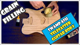 Grain Filling A Swamp Ash Telecaster Guitar Body With Water Based Grain Filler | How To DIY [1/11]