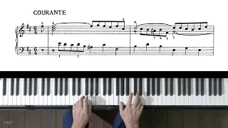 Bach French Suite No.3 "Courante" take 2 P. Barton, FEURICH 133 piano