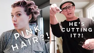 Dying My Hair Pink & My Husband CUTTING My Hair!