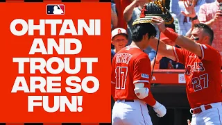 Shohei Ohtani and Mike Trout DESTROY baseballs! They've homered in the SAME GAME FIVE TIMES in 2023!