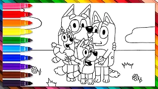 Disegniamo La Famiglia Di Bluey Con Pennarelli E Brillantini! | Facile Tutorial Di Disegno!